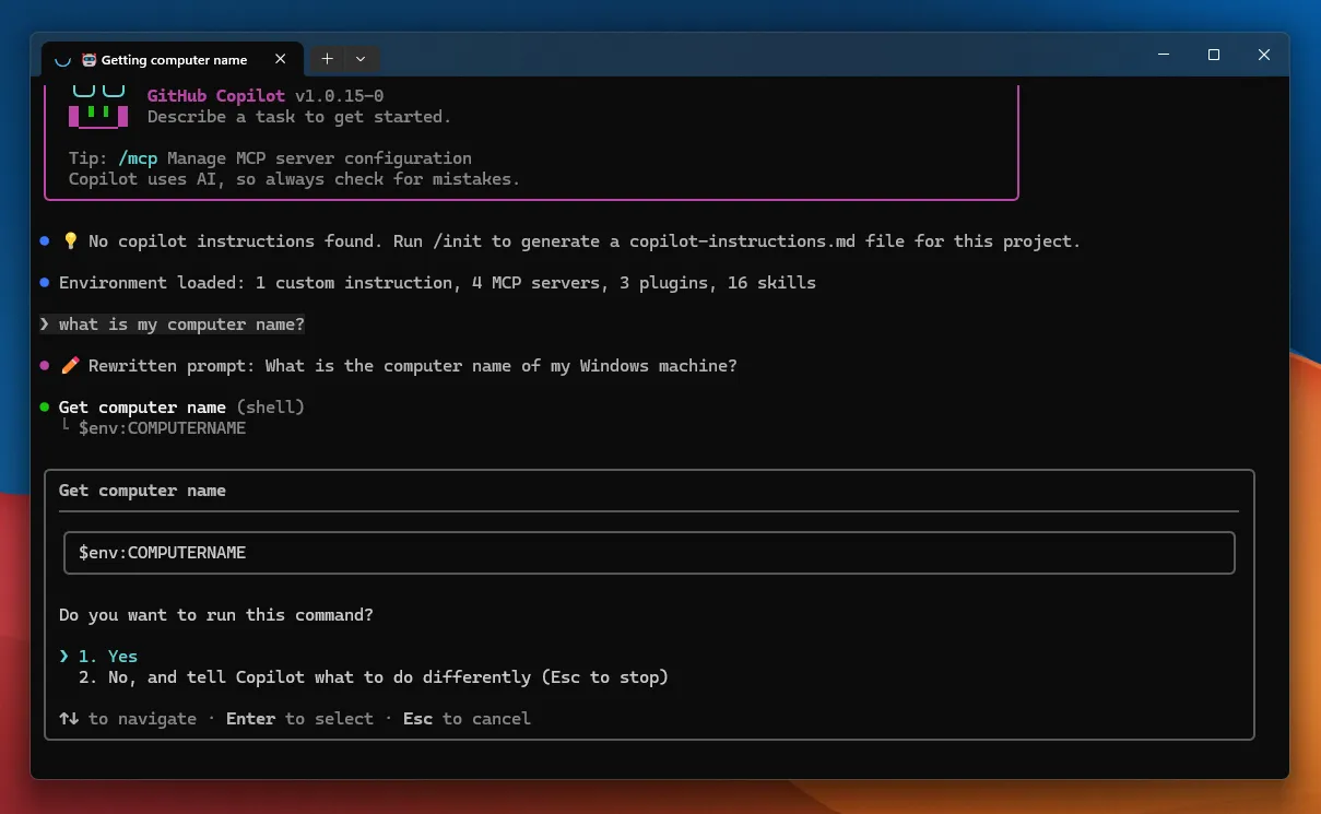 Approval prompt example