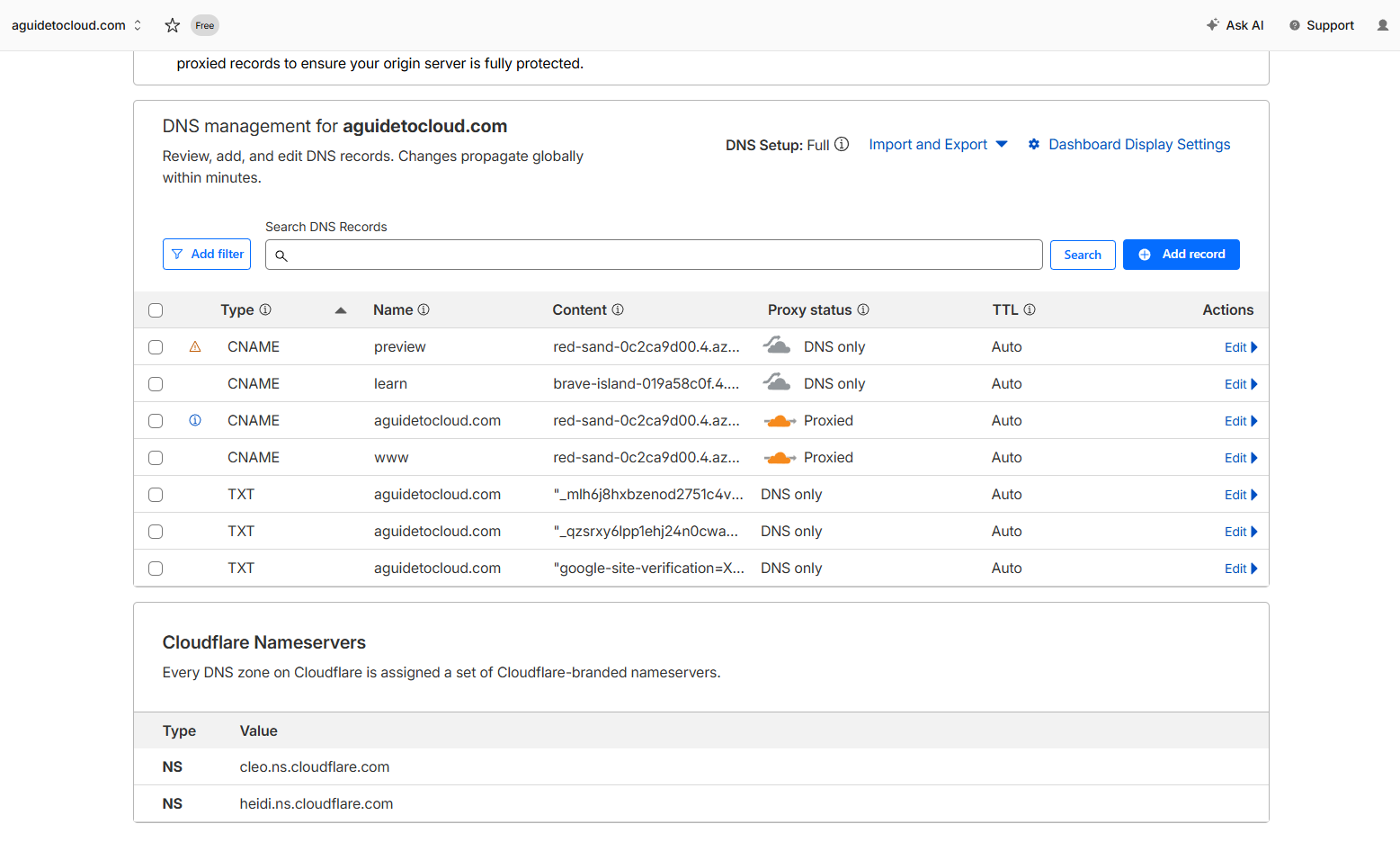 Cloudflare DNS Records